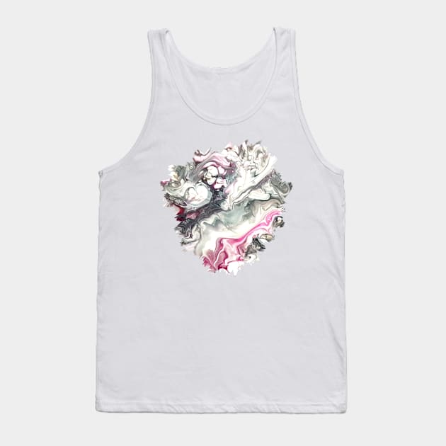 Pink/Silver/White Acrylic Pour Painting Tank Top by Designs_by_KC